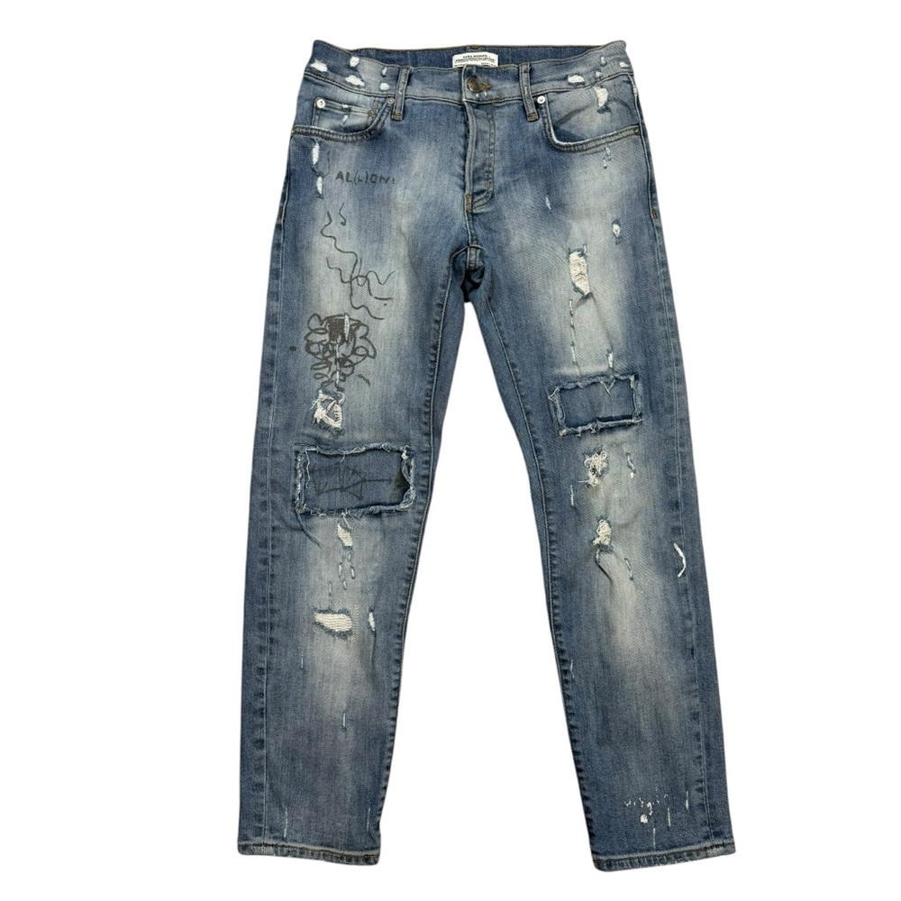 Zara Premium Denim Collection Distressed Patchwork Jeans Size 4